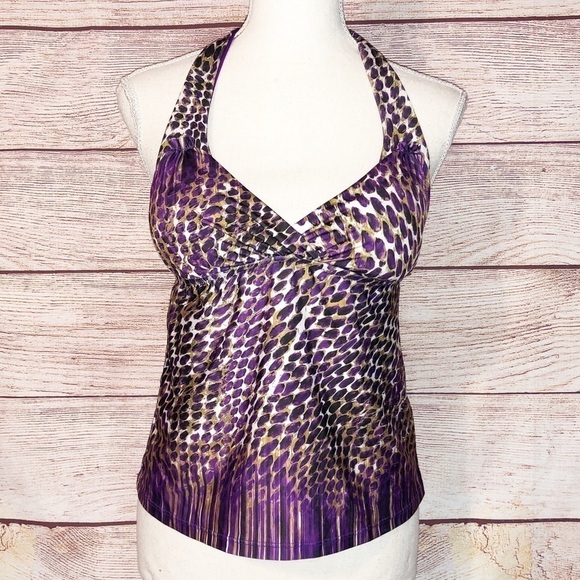 BECCA by Rebecca Virtue On the Prowl Tankini Set Halter Neck Animal Print S/M - Picture 1 of 14